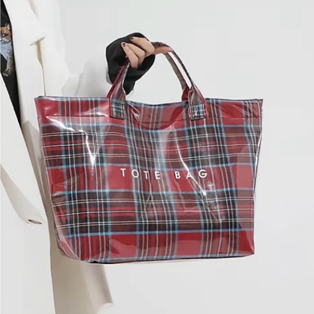 Plaid Red Tote Bag